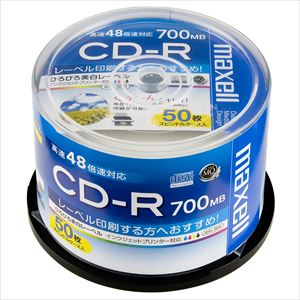 ﾏｸｾﾙ ﾃﾞｰﾀ用CD-R700MB48倍速対応50枚ｽﾋﾟﾝﾄﾞﾙｹｰｽﾌﾟﾘﾝﾀﾌﾞﾙ